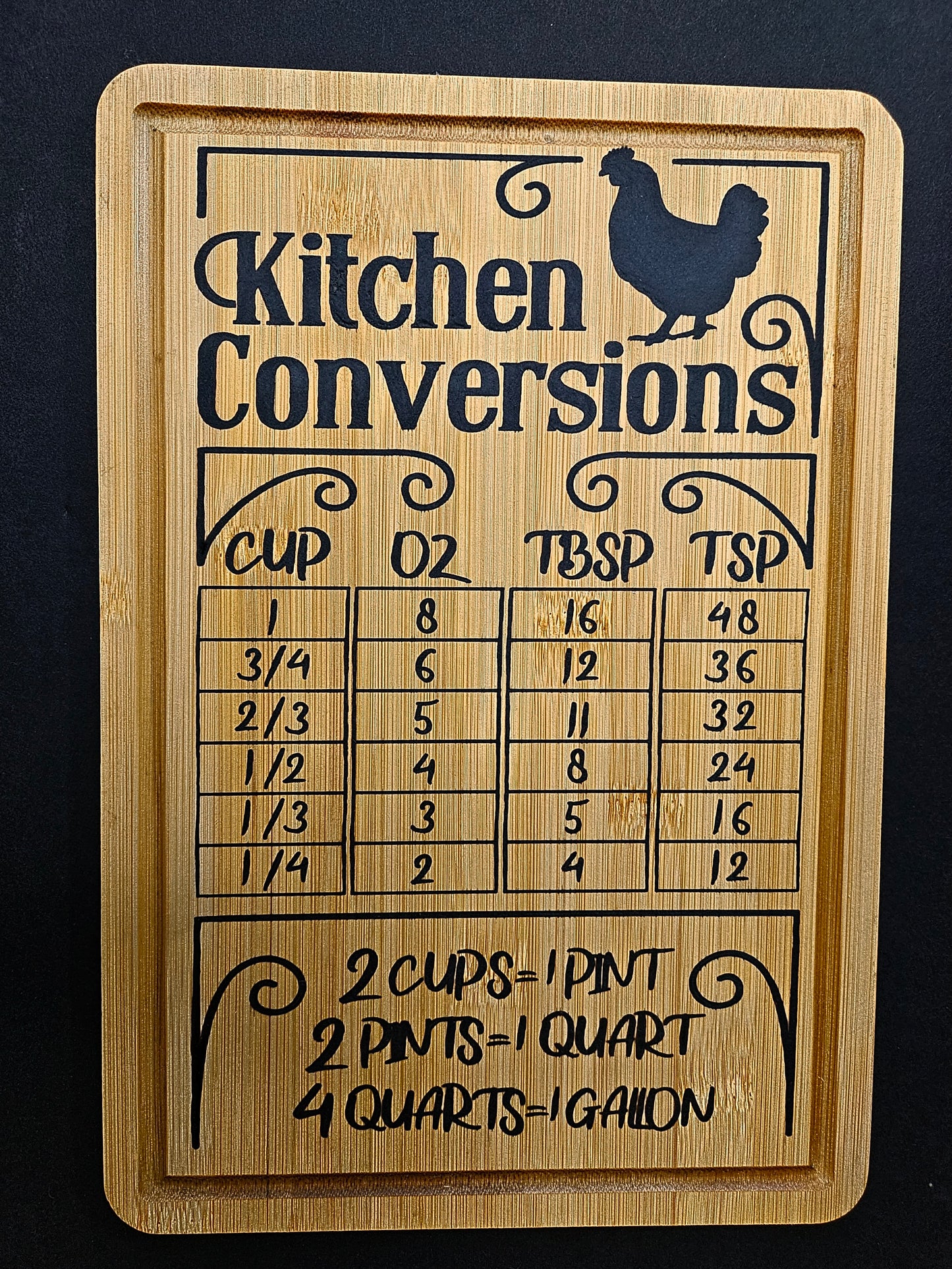 Decorative Bamboo Cutting Board with Measurement Guide - Kitchen Tool for Precise Food Prep
