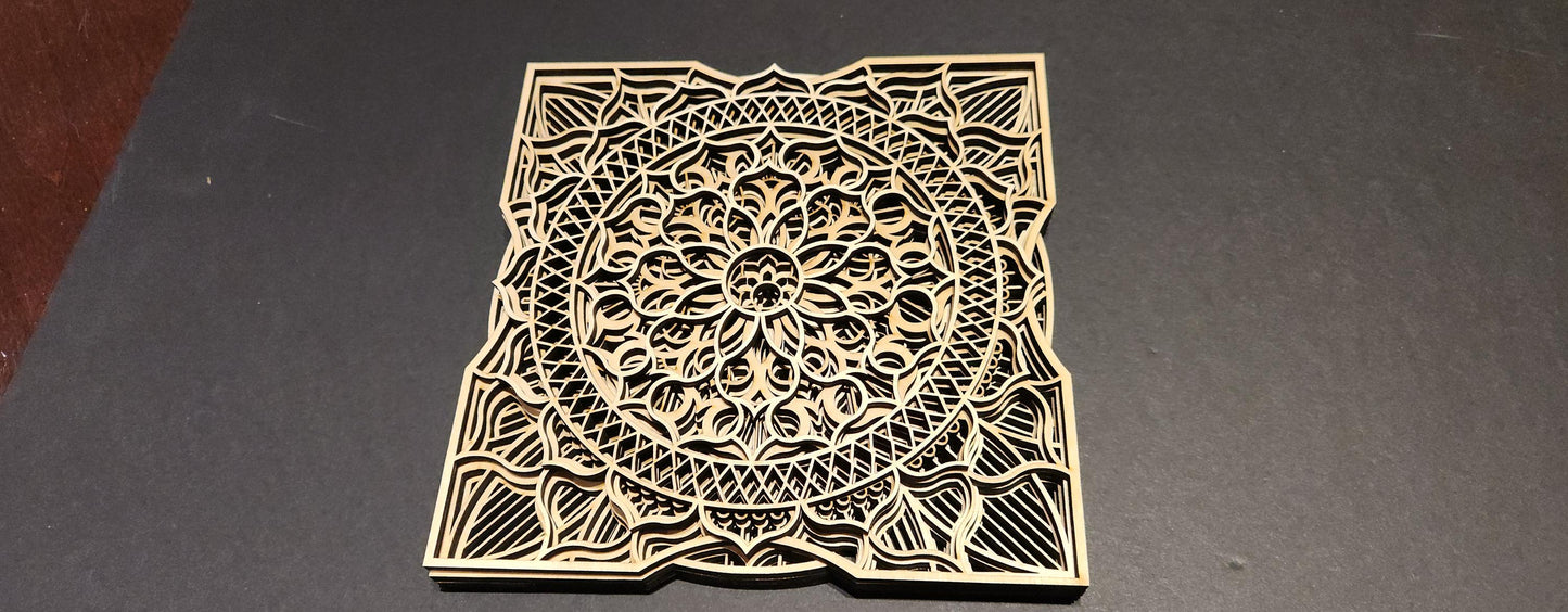 DIY Mandala Art Kit: Layered Wood Painting Set