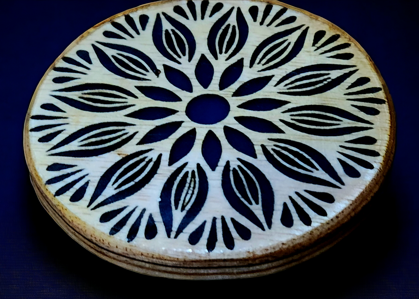 Wood & Resin Mandala Coaster Set with Custom Box #2